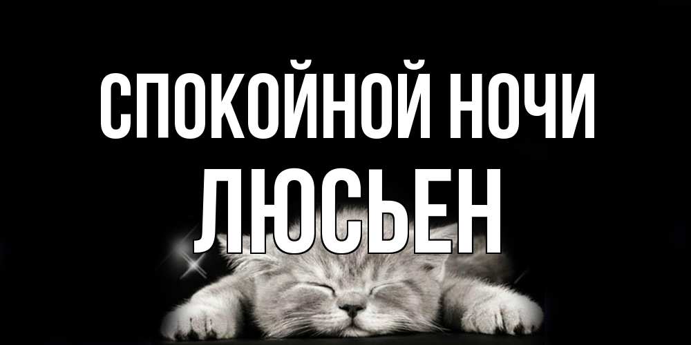 Открытка на каждый день с именем, Люсьен Спокойной ночи спящий котик Прикольная открытка с пожеланием онлайн скачать бесплатно 