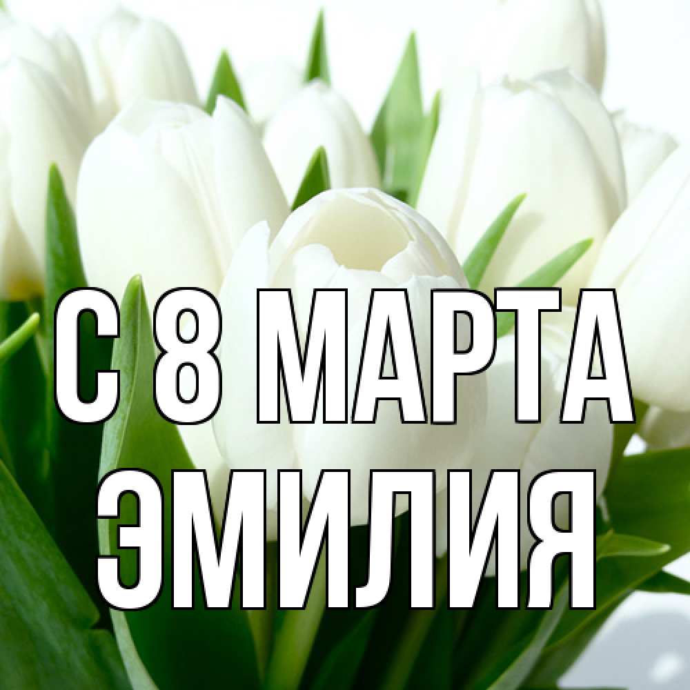 Открытка на каждый день с именем, Эмилия C 8 МАРТА цветы Прикольная открытка с пожеланием онлайн скачать бесплатно 