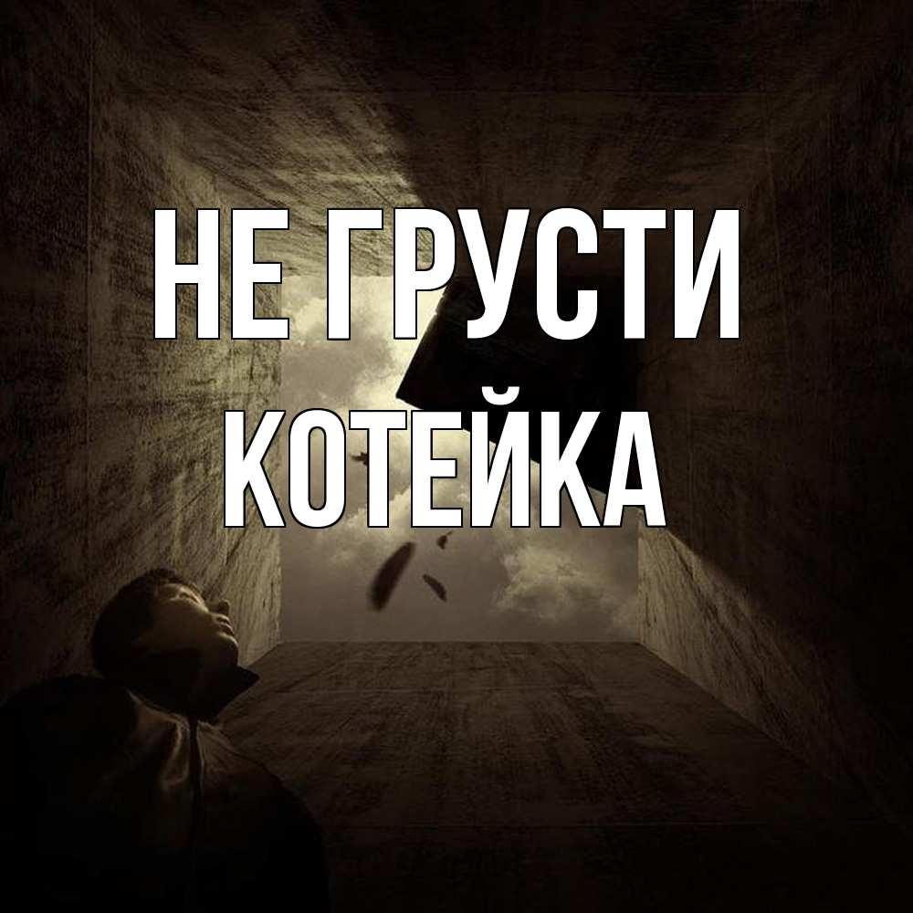 Открытка на каждый день с именем, Котейка Не грусти жуть Прикольная открытка с пожеланием онлайн скачать бесплатно 