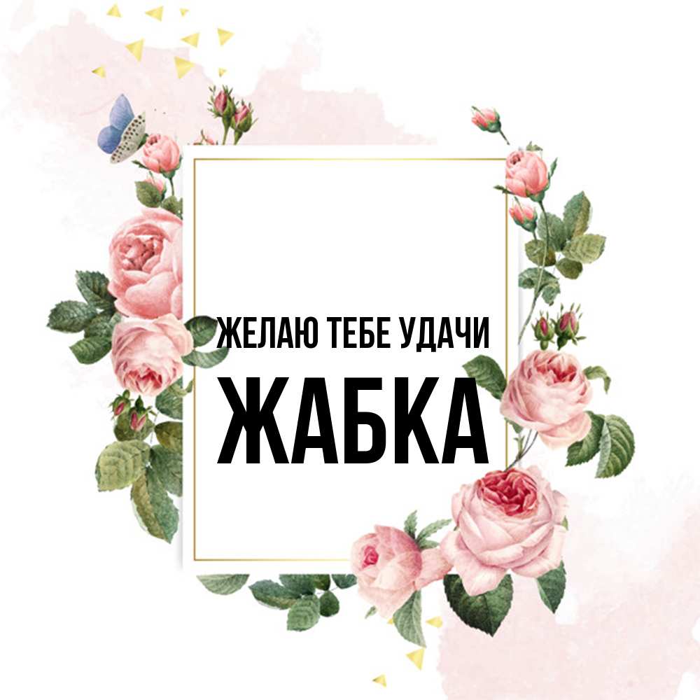 Открытка на каждый день с именем, Жабка Желаю тебе удачи розовые розы Прикольная открытка с пожеланием онлайн скачать бесплатно 