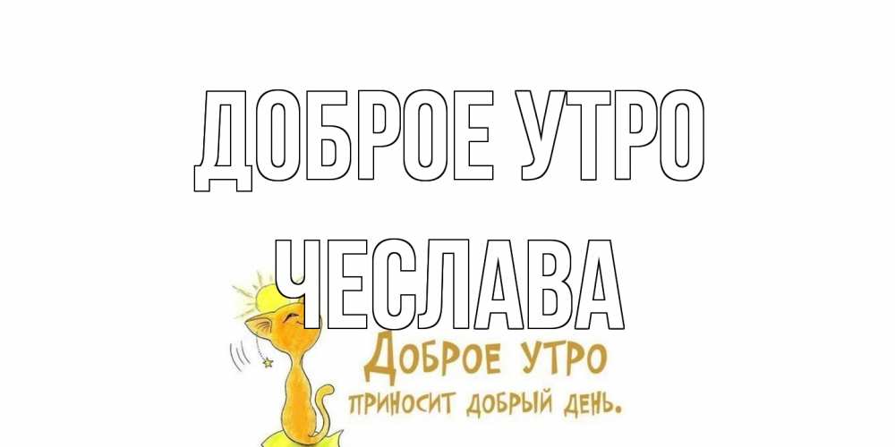 Открытка на каждый день с именем, Чеслава Доброе утро кот, солнце Прикольная открытка с пожеланием онлайн скачать бесплатно 