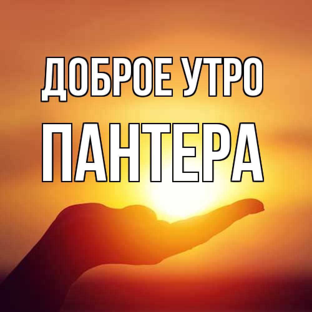 Открытка на каждый день с именем, Пантера Доброе утро ладошка и закат Прикольная открытка с пожеланием онлайн скачать бесплатно 