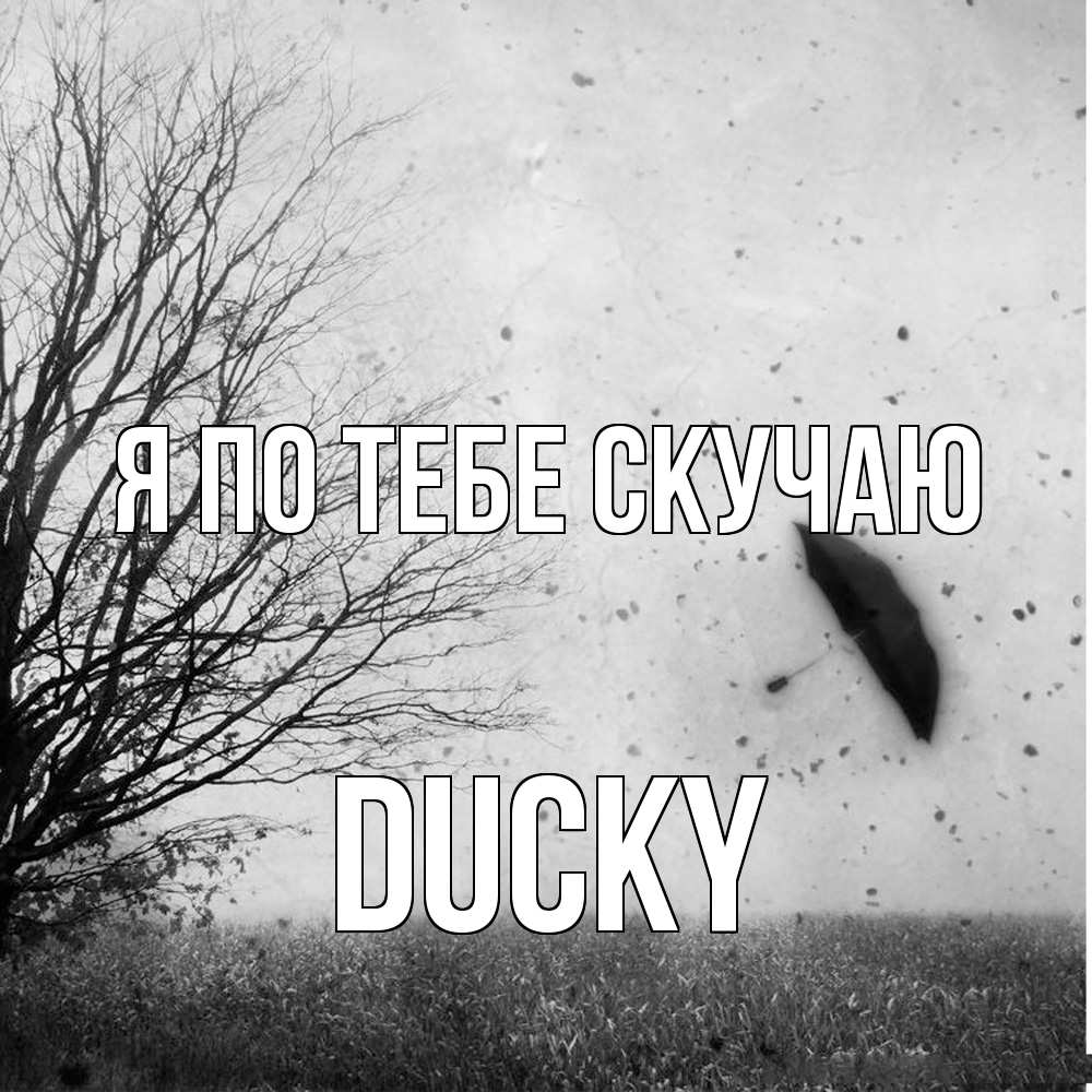 Открытка на каждый день с именем, Ducky Я по тебе скучаю зонт летит Прикольная открытка с пожеланием онлайн скачать бесплатно 