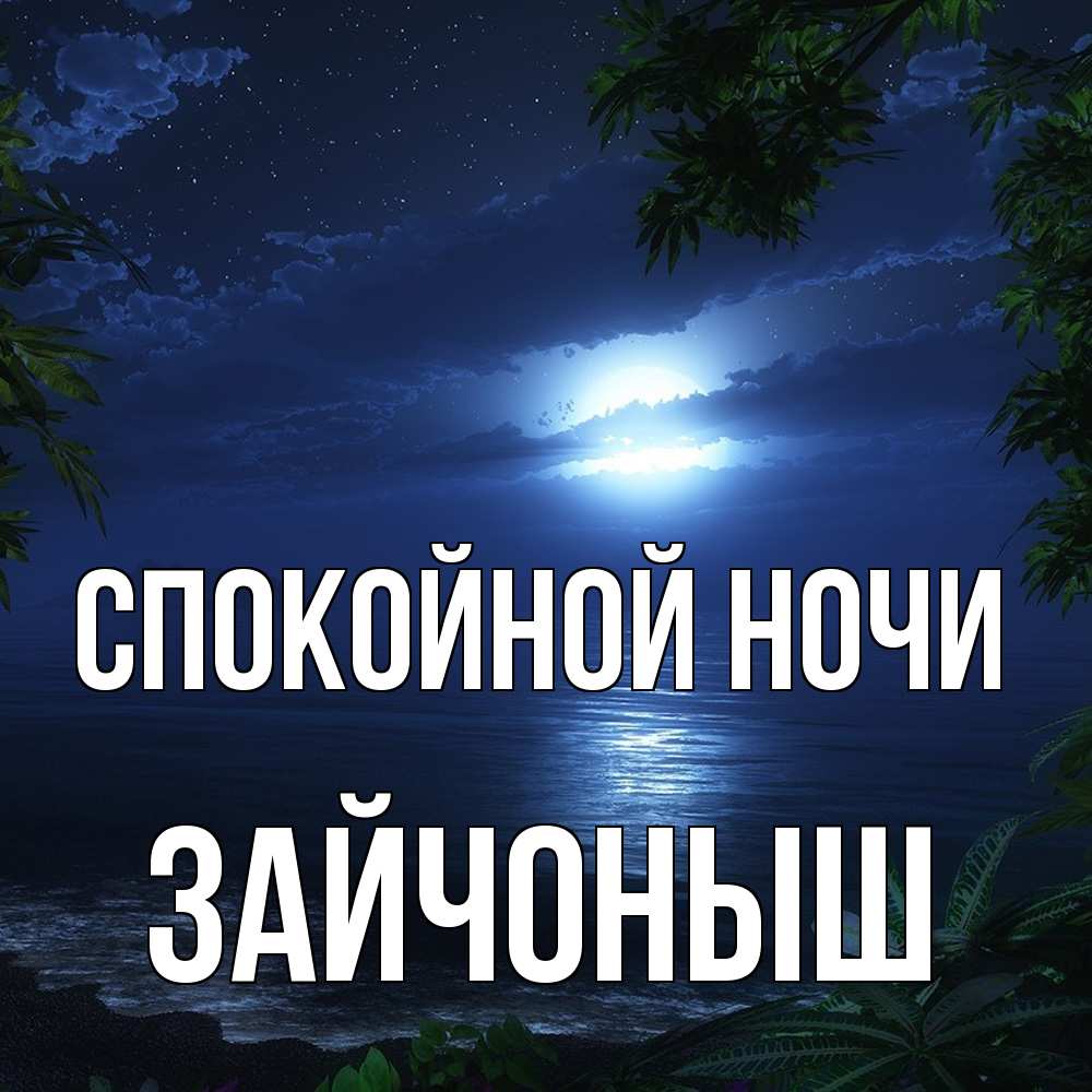 Открытка на каждый день с именем, зайчоныш Спокойной ночи тропический остров Прикольная открытка с пожеланием онлайн скачать бесплатно 