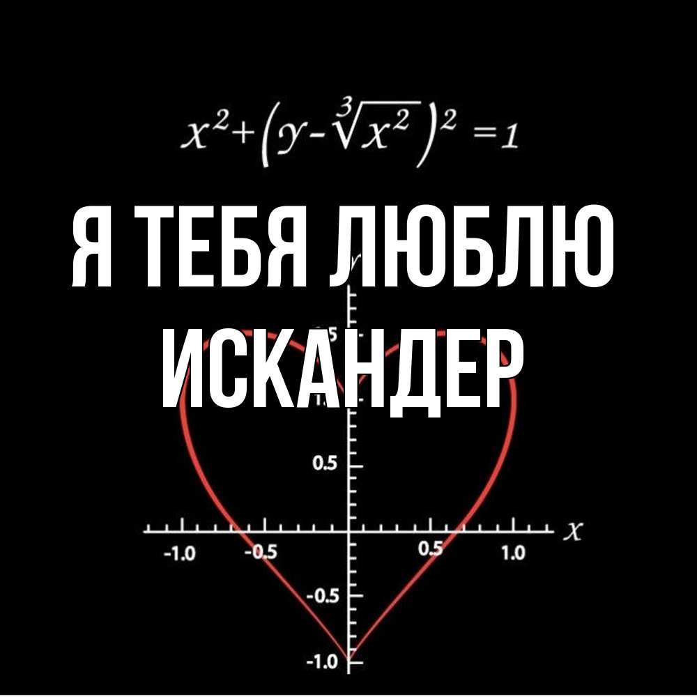 Открытка на каждый день с именем, Искандер Я тебя люблю сердечная формула Прикольная открытка с пожеланием онлайн скачать бесплатно 