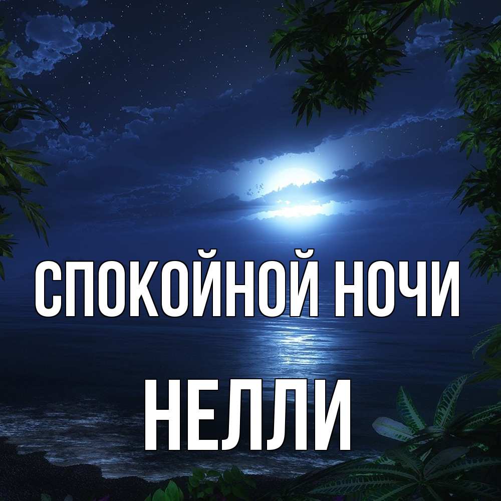 Открытка на каждый день с именем, Нелли Спокойной ночи тропический остров Прикольная открытка с пожеланием онлайн скачать бесплатно 