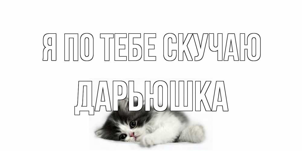 Открытка на каждый день с именем, Дарьюшка Я по тебе скучаю кот, скука Прикольная открытка с пожеланием онлайн скачать бесплатно 