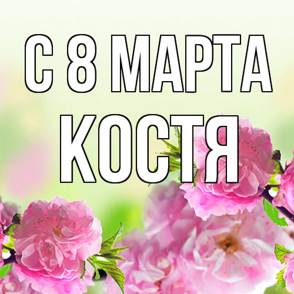 Открытка на каждый день с именем, Костя C 8 МАРТА цветы Прикольная открытка с пожеланием онлайн скачать бесплатно 
