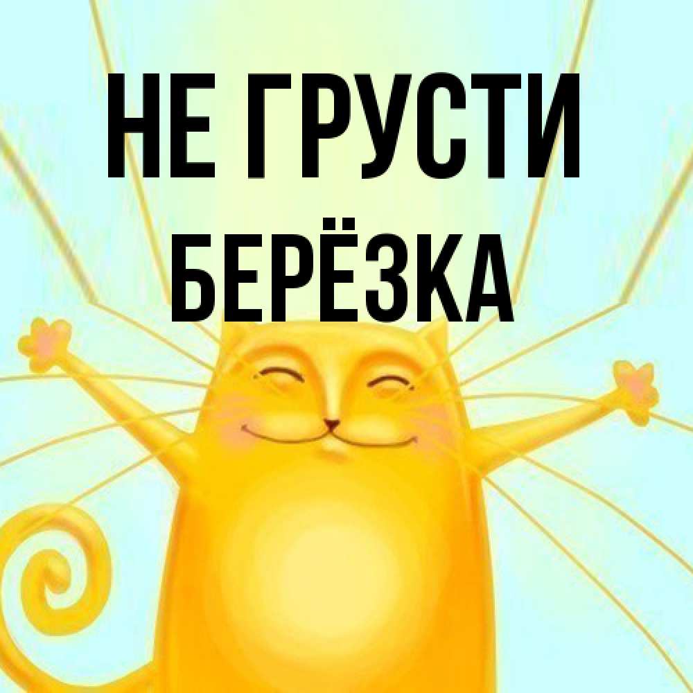 Открытка на каждый день с именем, Берёзка Не грусти обнимашки усатые Прикольная открытка с пожеланием онлайн скачать бесплатно 
