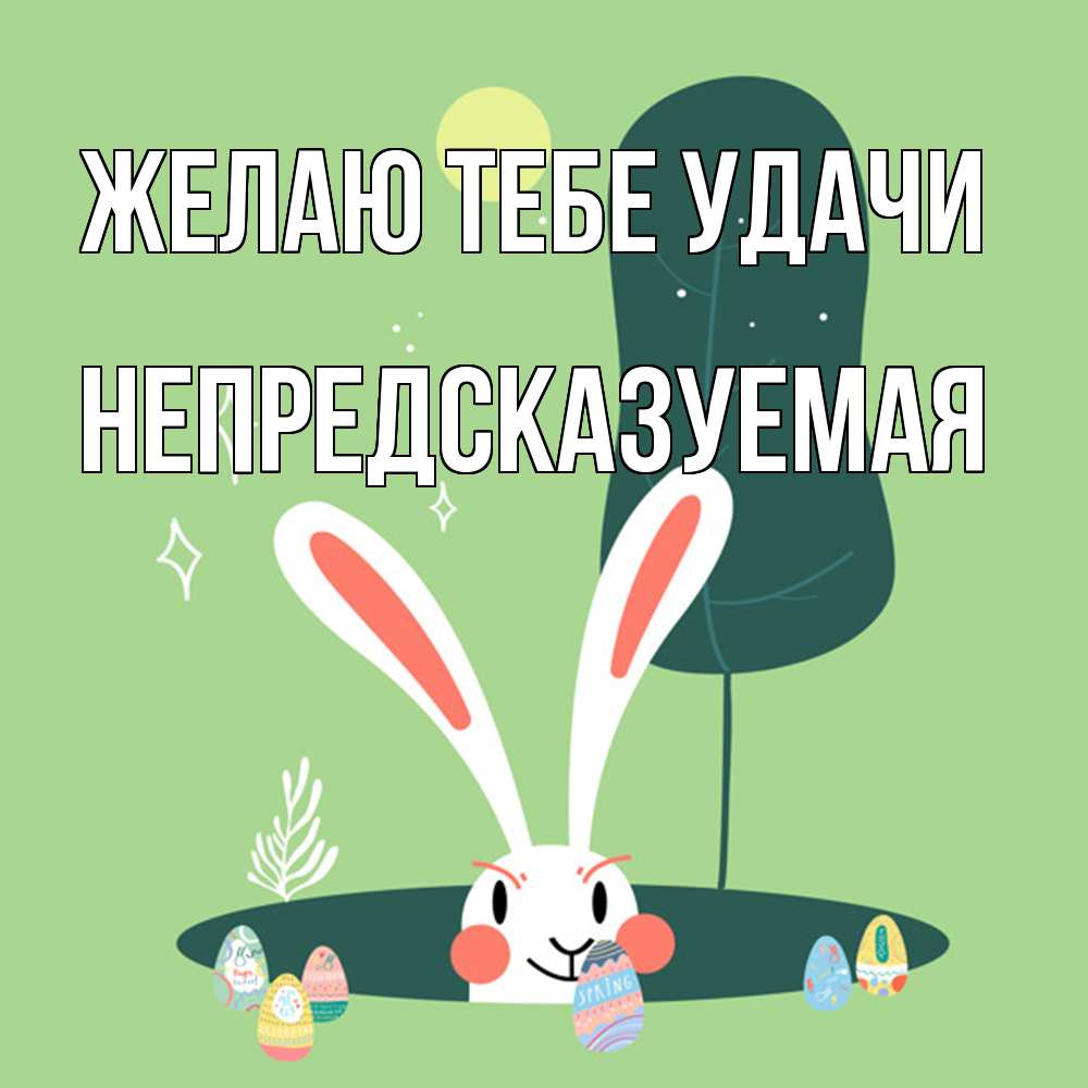 Открытка на каждый день с именем, непредсказуемая Желаю тебе удачи заяц Прикольная открытка с пожеланием онлайн скачать бесплатно 