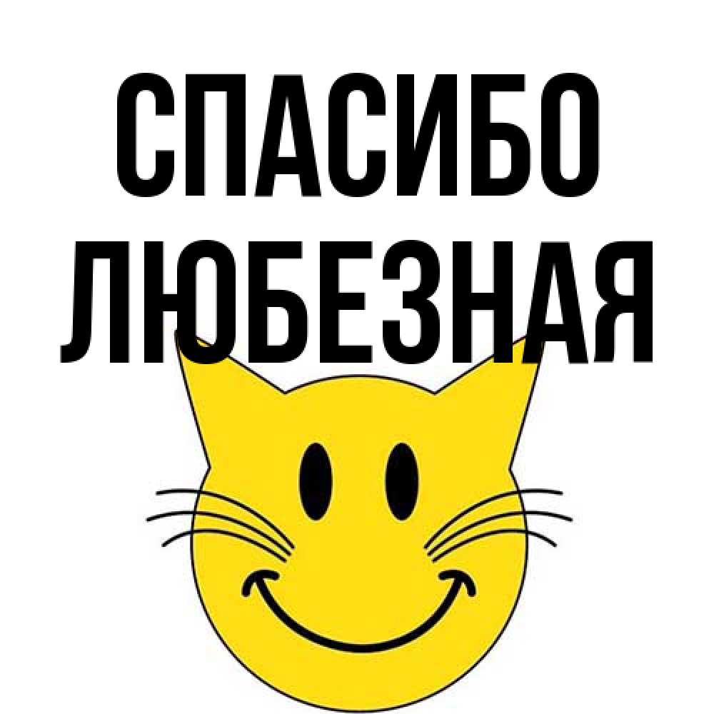 Открытка на каждый день с именем, любезная Спасибо улыбающийся смайл кот Прикольная открытка с пожеланием онлайн скачать бесплатно 