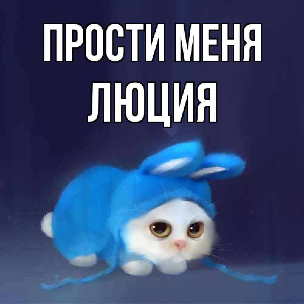 Открытка на каждый день с именем, Люция Прости меня невинный котозай просит прощения Прикольная открытка с пожеланием онлайн скачать бесплатно 