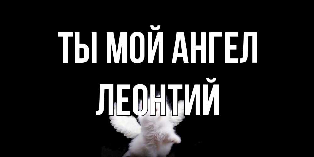 Открытка на каждый день с именем, Леонтий Ты мой ангел Кот ангел Прикольная открытка с пожеланием онлайн скачать бесплатно 