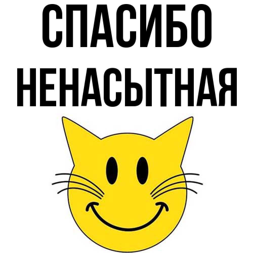 Открытка на каждый день с именем, Ненасытная Спасибо улыбающийся смайл кот Прикольная открытка с пожеланием онлайн скачать бесплатно 