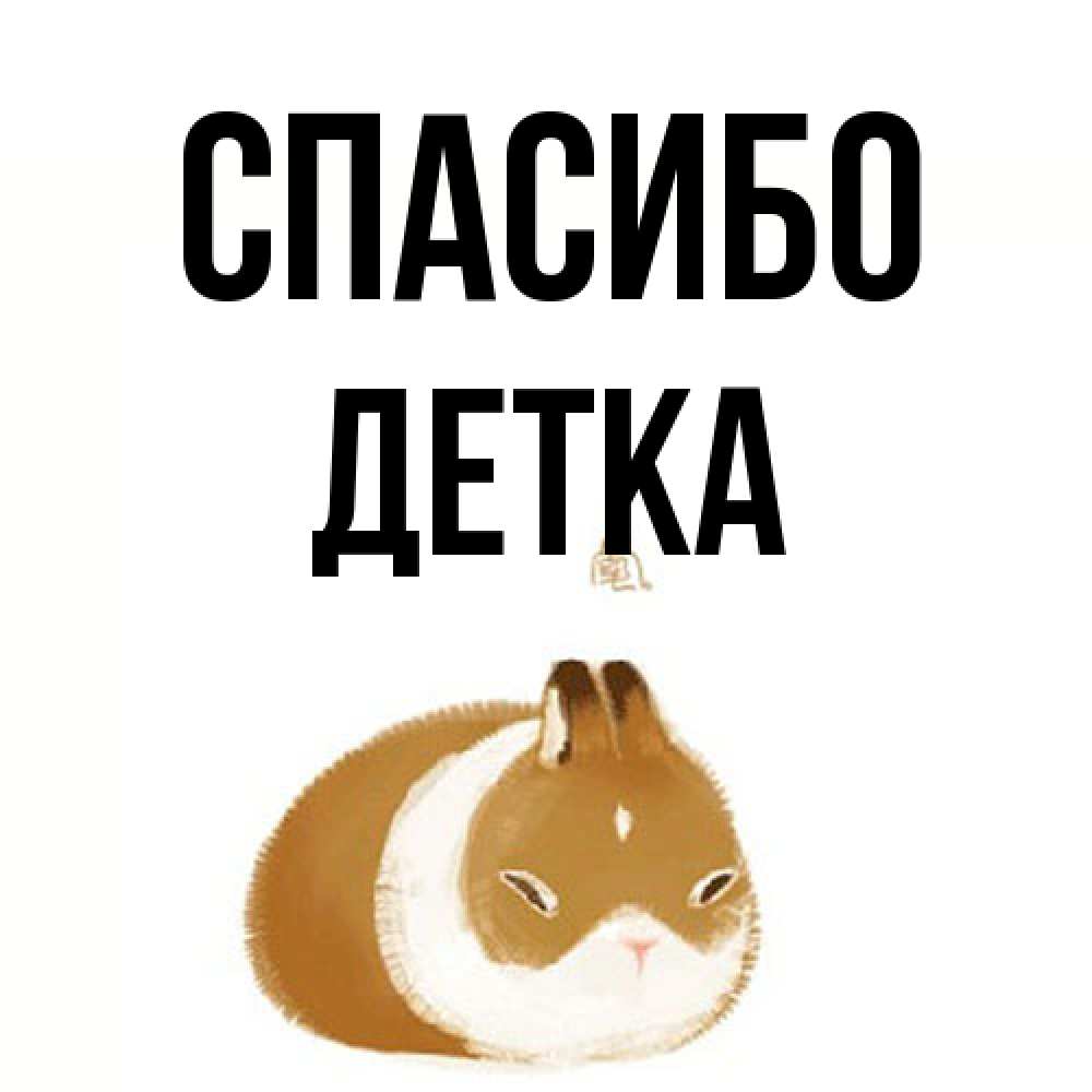 Открытка на каждый день с именем, Детка Спасибо коричнево белый домашний питомец Прикольная открытка с пожеланием онлайн скачать бесплатно 