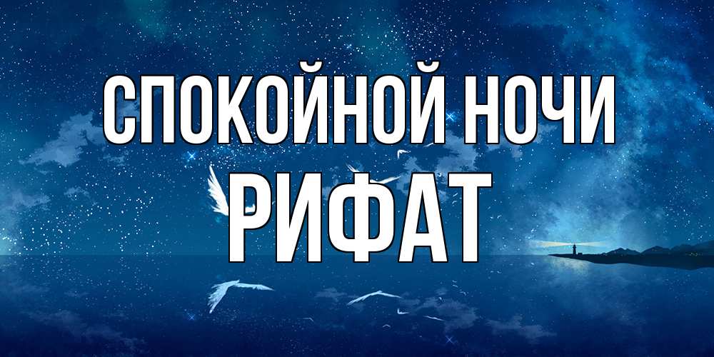 Открытка на каждый день с именем, Рифат Спокойной ночи птицы летят на фоне ночного неба Прикольная открытка с пожеланием онлайн скачать бесплатно 