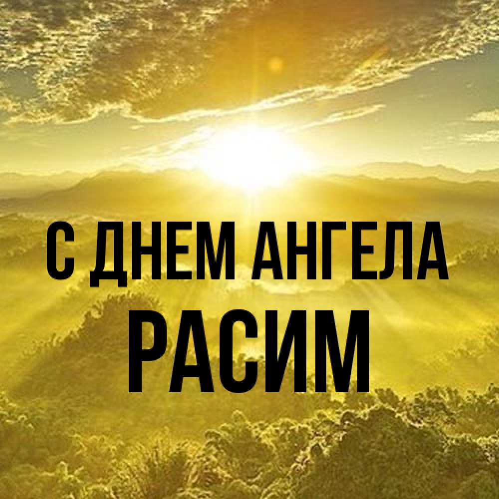 Открытка на каждый день с именем, Расим С днем ангела леса и небо в желтом Прикольная открытка с пожеланием онлайн скачать бесплатно 