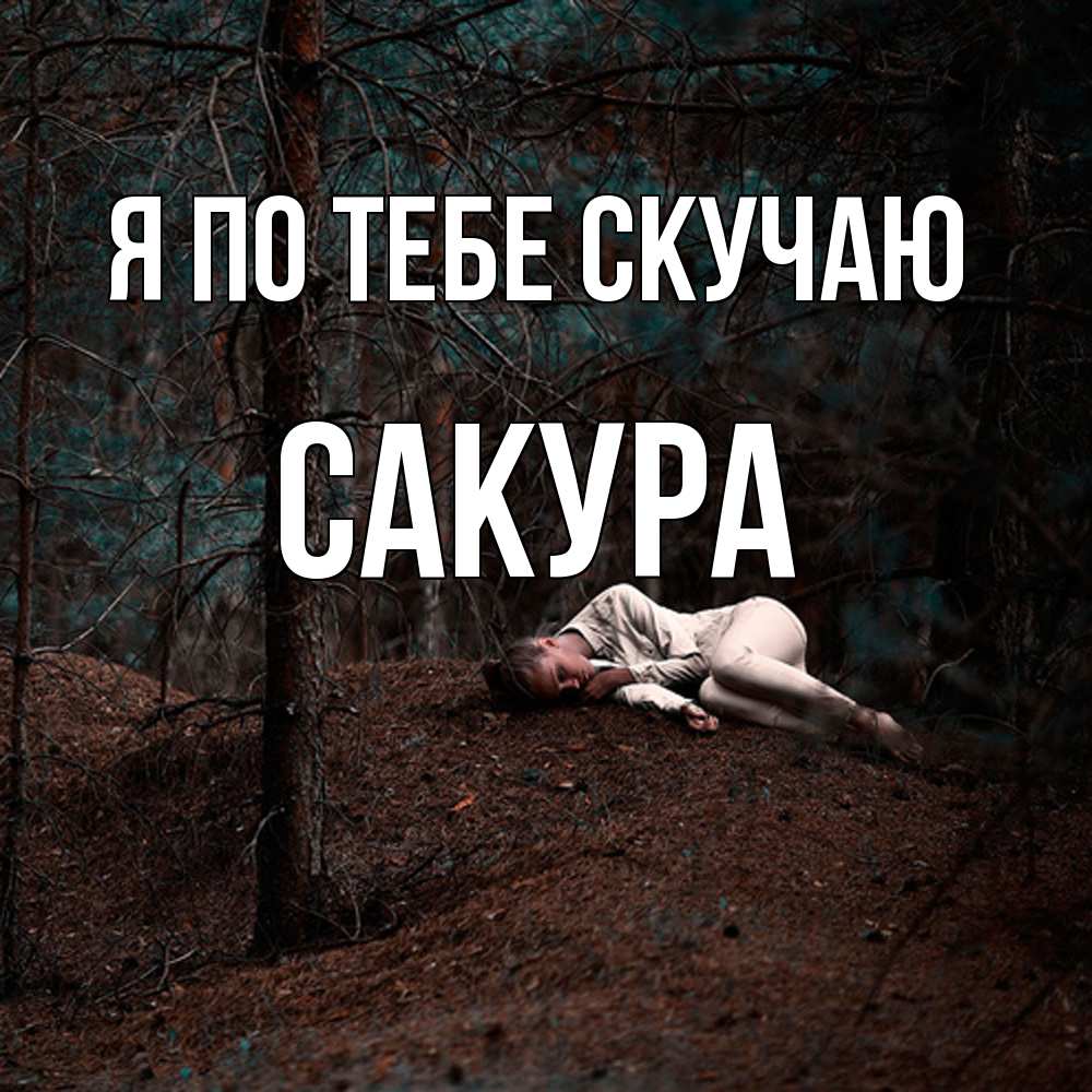 Открытка на каждый день с именем, Сакура Я по тебе скучаю очень Прикольная открытка с пожеланием онлайн скачать бесплатно 