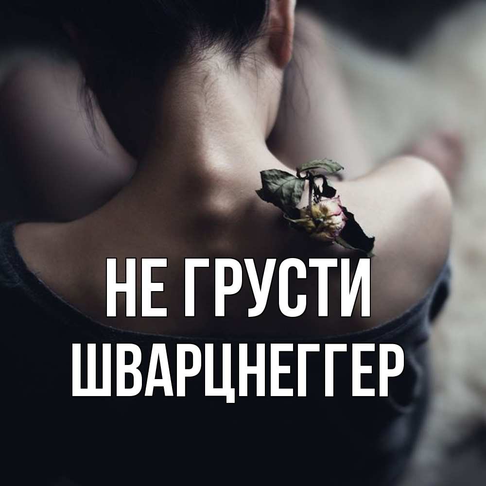 Открытка на каждый день с именем, Шварцнеггер Не грусти девушка со спины Прикольная открытка с пожеланием онлайн скачать бесплатно 