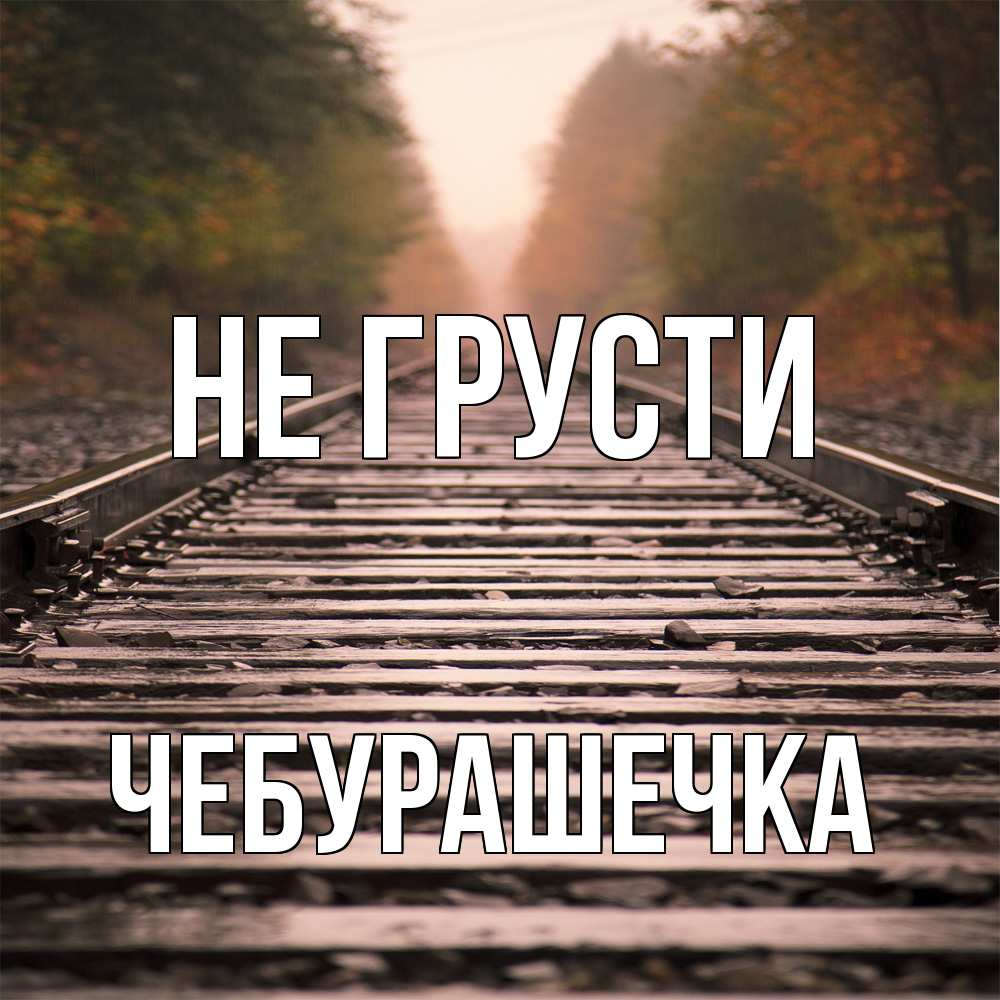 Открытка на каждый день с именем, Чебурашечка Не грусти лес и железная дорога Прикольная открытка с пожеланием онлайн скачать бесплатно 