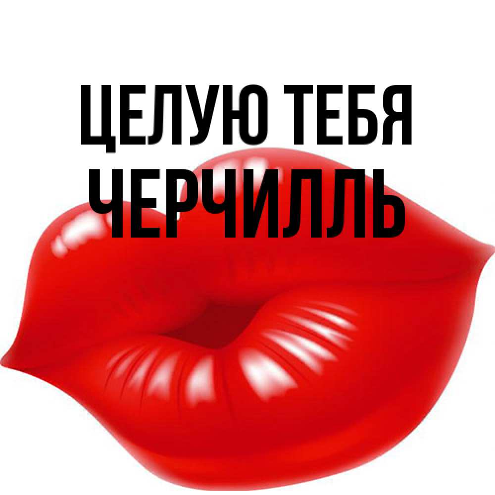 Открытка на каждый день с именем, Черчилль Целую тебя губки надутые бантиком Прикольная открытка с пожеланием онлайн скачать бесплатно 