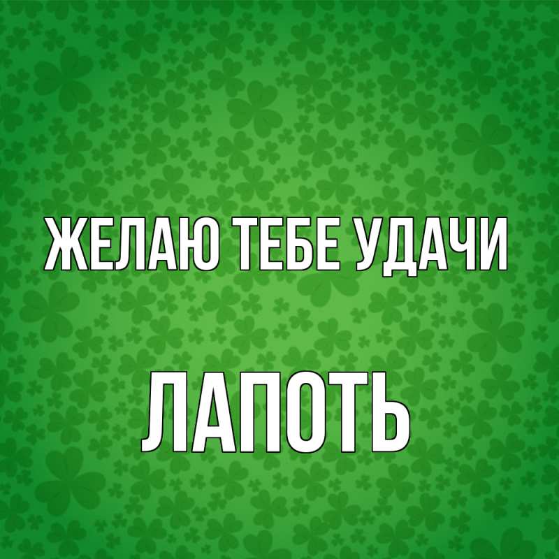 Картинка Желаю тебе удачи, Лапоть
