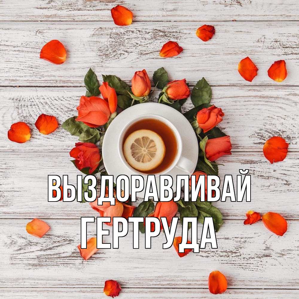 Открытка на каждый день с именем, Гертруда Выздоравливай фон из досок Прикольная открытка с пожеланием онлайн скачать бесплатно 