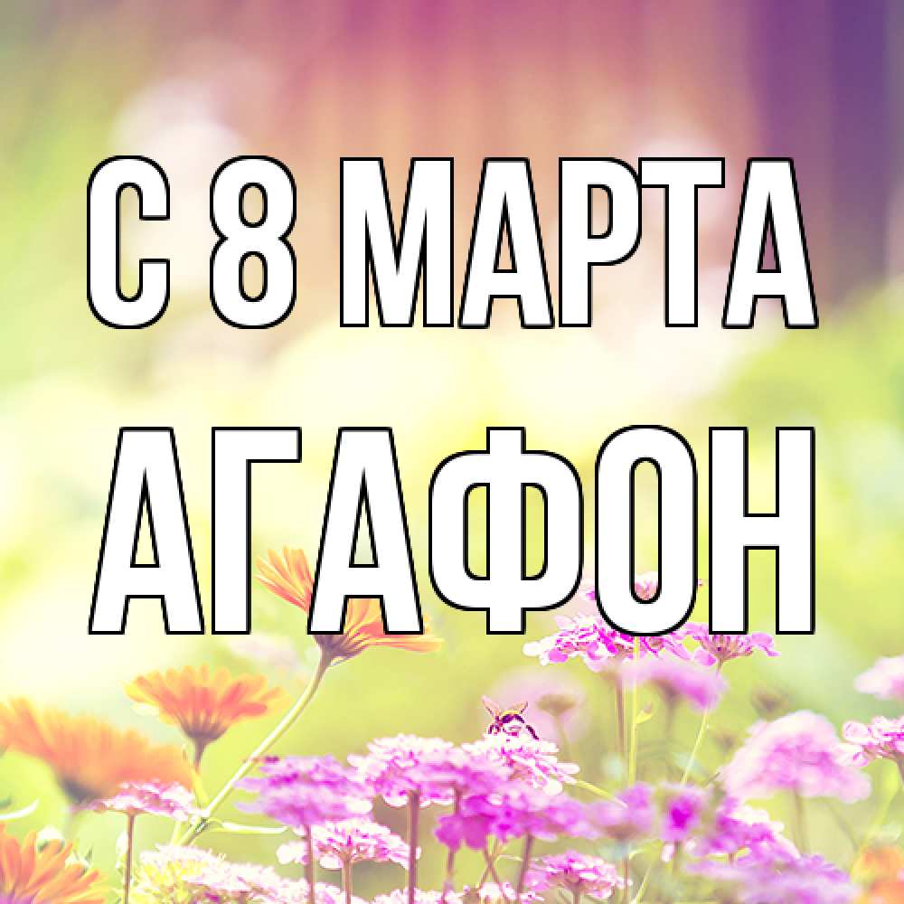 Открытка на каждый день с именем, Агафон C 8 МАРТА цветы весна Прикольная открытка с пожеланием онлайн скачать бесплатно 