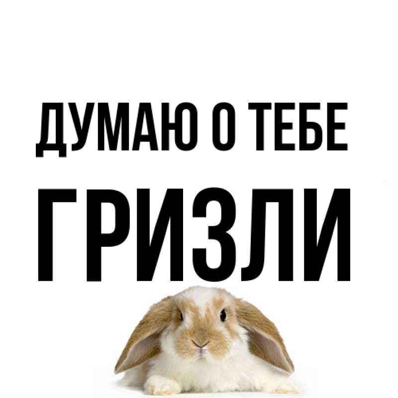 Открытка с именем, Гризли, Думаю о тебе