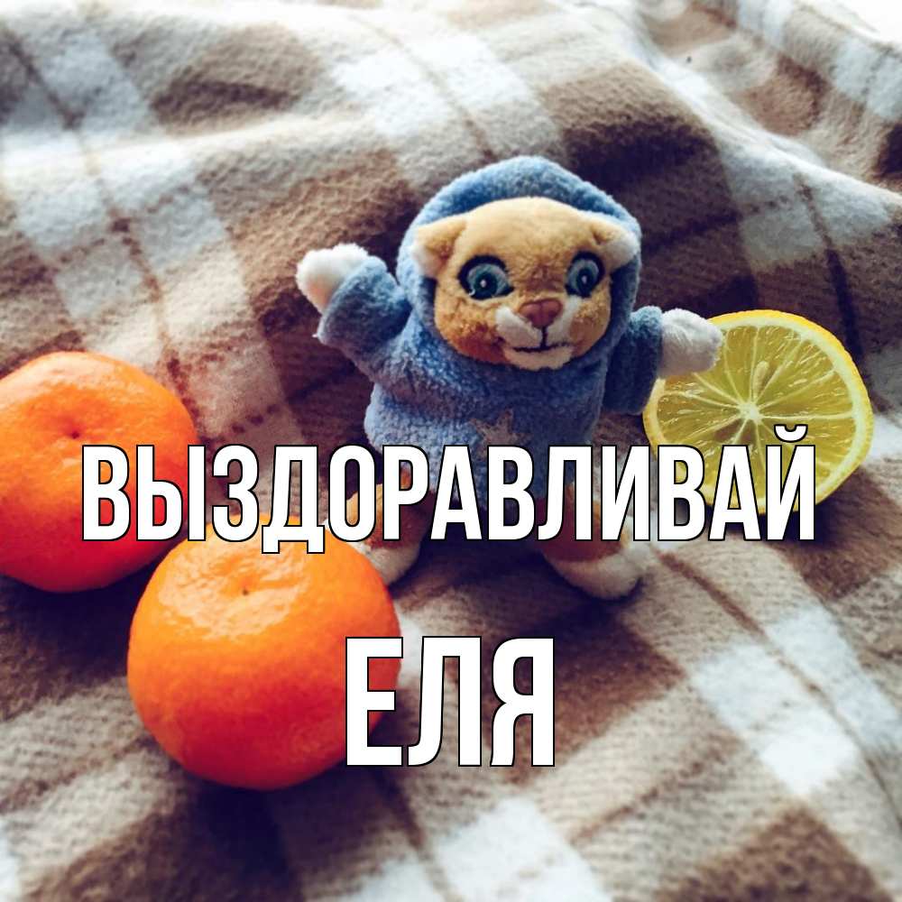 Открытка на каждый день с именем, Еля Выздоравливай вот тебе апельсинка и лимон Прикольная открытка с пожеланием онлайн скачать бесплатно 