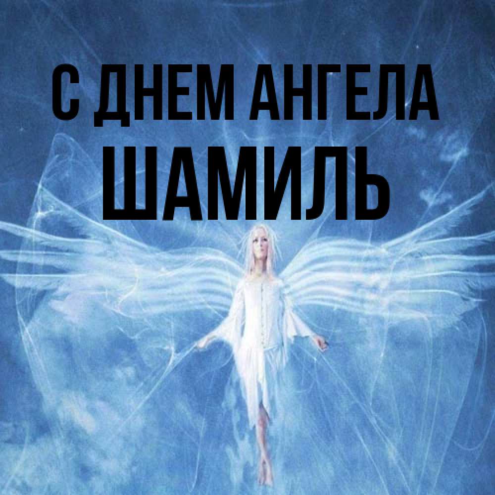 Открытка на каждый день с именем, Шамиль С днем ангела голубой фон и крылья как у стрекозы Прикольная открытка с пожеланием онлайн скачать бесплатно 