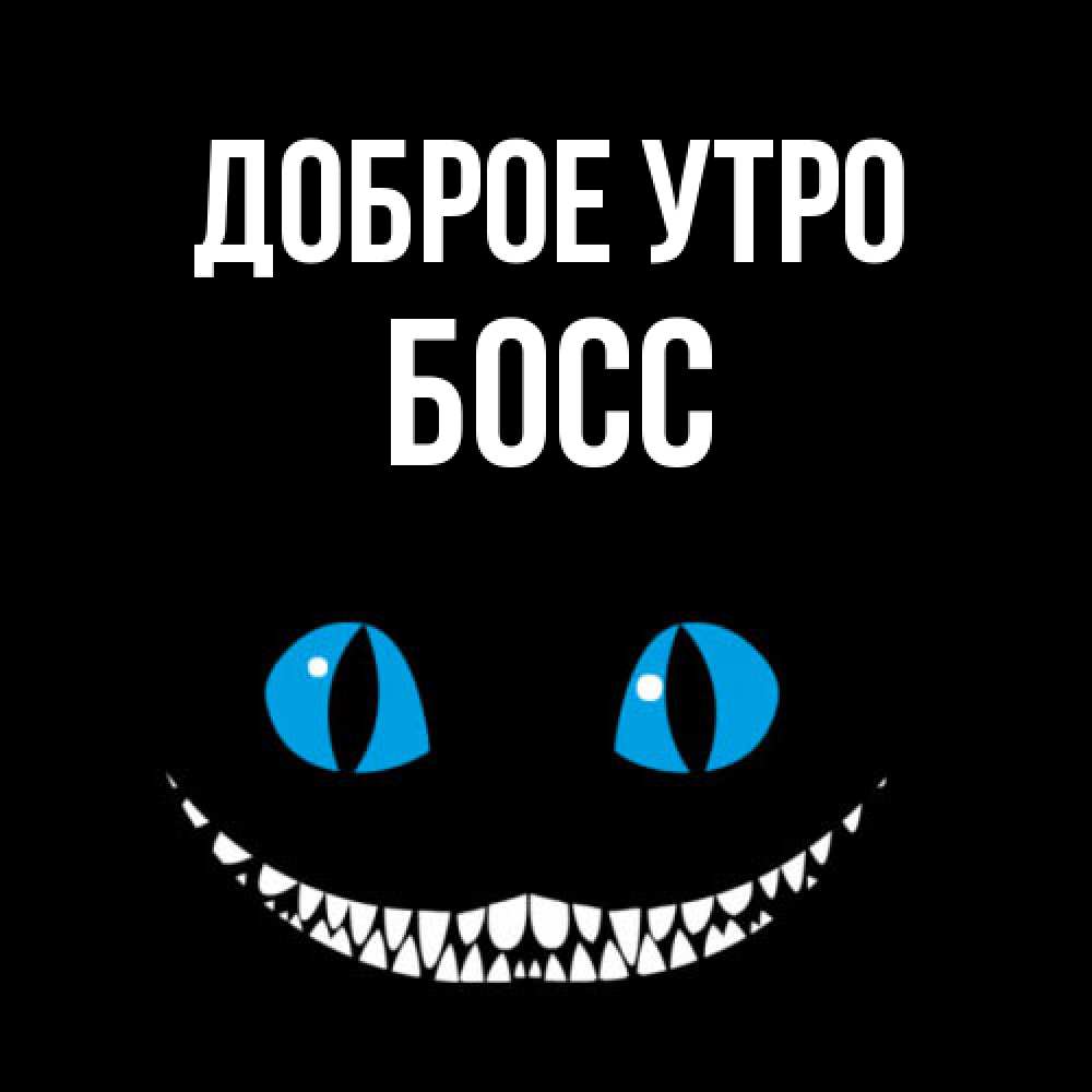 Открытка на каждый день с именем, Босс Доброе утро голубые глаза и зубки Прикольная открытка с пожеланием онлайн скачать бесплатно 