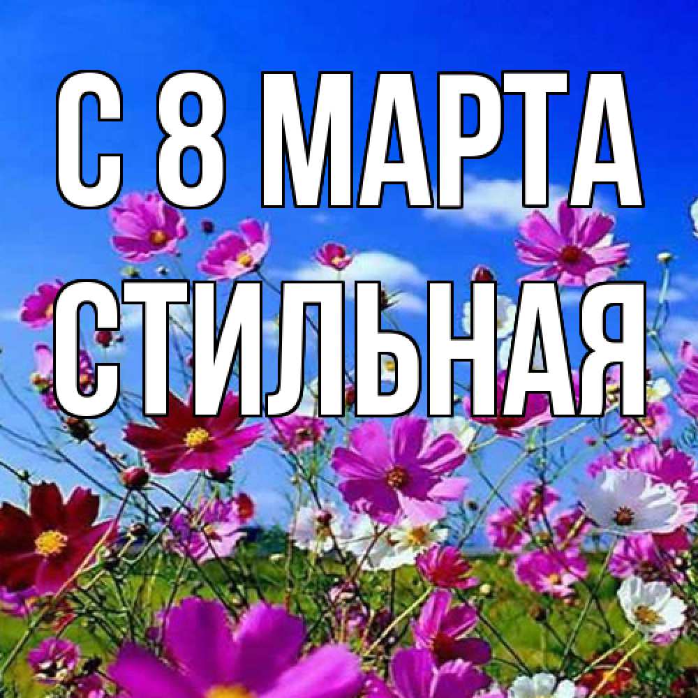 Открытка на каждый день с именем, Стильная C 8 МАРТА цветы Прикольная открытка с пожеланием онлайн скачать бесплатно 