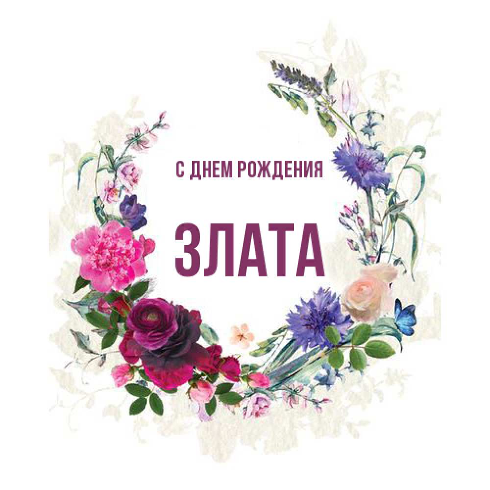 Открытка на каждый день с именем, Злата С днем рождения Открытка для родных на праздничный день из цветов Прикольная открытка с пожеланием онлайн скачать бесплатно 