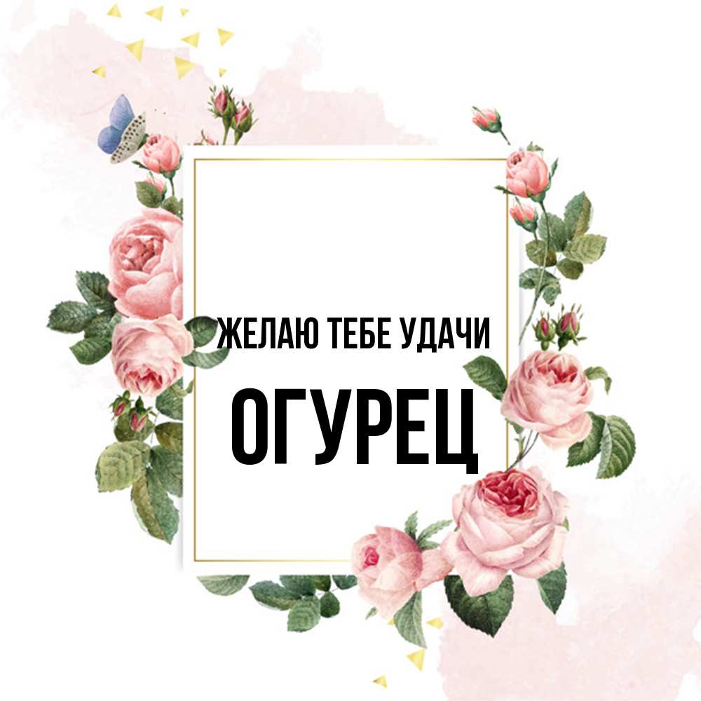 Открытка на каждый день с именем, Огурец Желаю тебе удачи розовые розы Прикольная открытка с пожеланием онлайн скачать бесплатно 