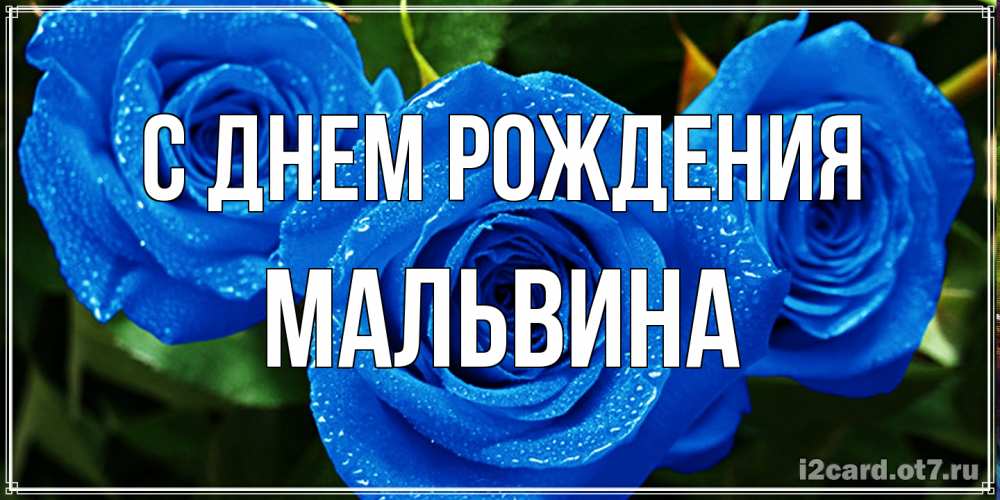 Открытка на каждый день с именем, Мальвина С днем рождения розы с синим цветом Прикольная открытка с пожеланием онлайн скачать бесплатно 