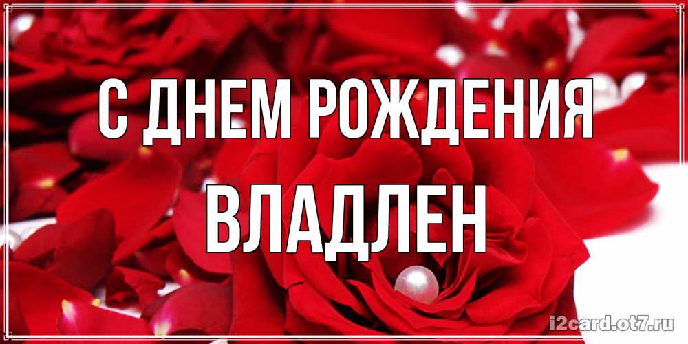 Открытка на каждый день с именем, Владлен С днем рождения роза с жемчужиной на открытке для любимых Прикольная открытка с пожеланием онлайн скачать бесплатно 