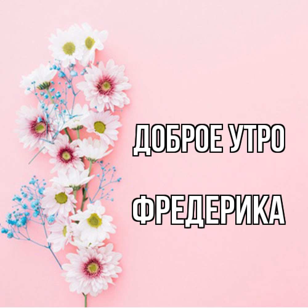 Открытка на каждый день с именем, Фредерика Доброе утро цветы с подписью Прикольная открытка с пожеланием онлайн скачать бесплатно 