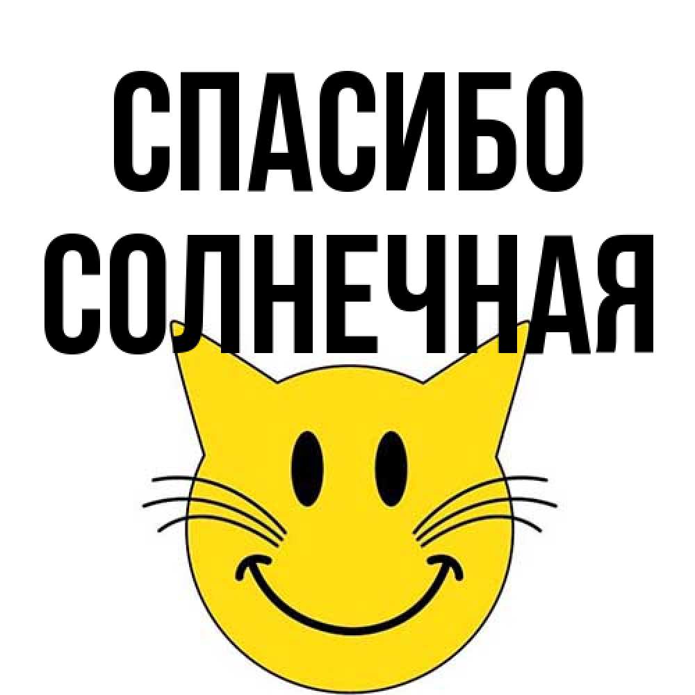 Открытка на каждый день с именем, солнечная Спасибо улыбающийся смайл кот Прикольная открытка с пожеланием онлайн скачать бесплатно 