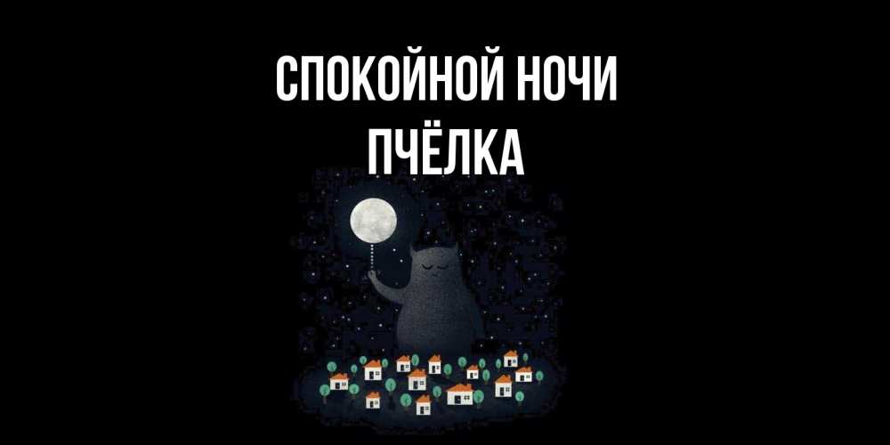 Открытка на каждый день с именем, Пчёлка Спокойной ночи кот,луна, ночь, звезды Прикольная открытка с пожеланием онлайн скачать бесплатно 