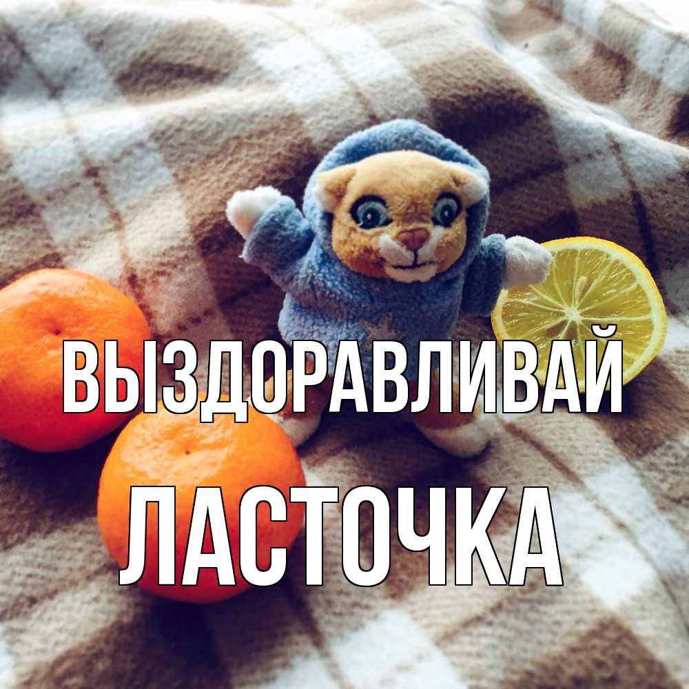 Открытка на каждый день с именем, Ласточка Выздоравливай вот тебе апельсинка и лимон Прикольная открытка с пожеланием онлайн скачать бесплатно 