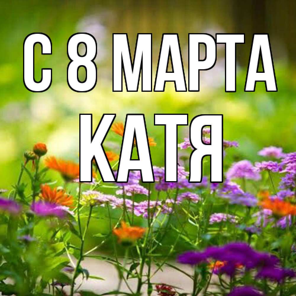 Открытка на каждый день с именем, Катя C 8 МАРТА цветы Прикольная открытка с пожеланием онлайн скачать бесплатно 