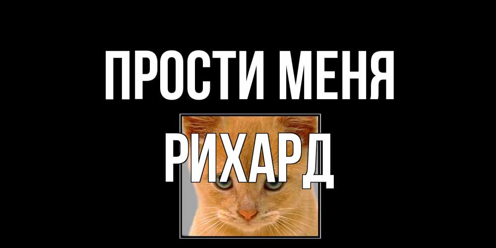 Открытка на каждый день с именем, Рихард Прости меня рыжий грустный кот просит прощения Прикольная открытка с пожеланием онлайн скачать бесплатно 