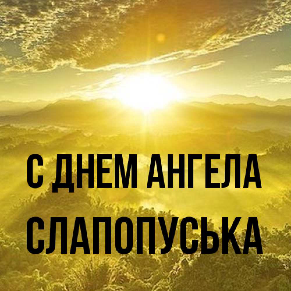 Открытка на каждый день с именем, слапопуська С днем ангела леса и небо в желтом Прикольная открытка с пожеланием онлайн скачать бесплатно 