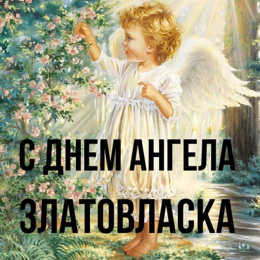 Открытка на каждый день с именем, златовласка С днем ангела собирает цветы Прикольная открытка с пожеланием онлайн скачать бесплатно 