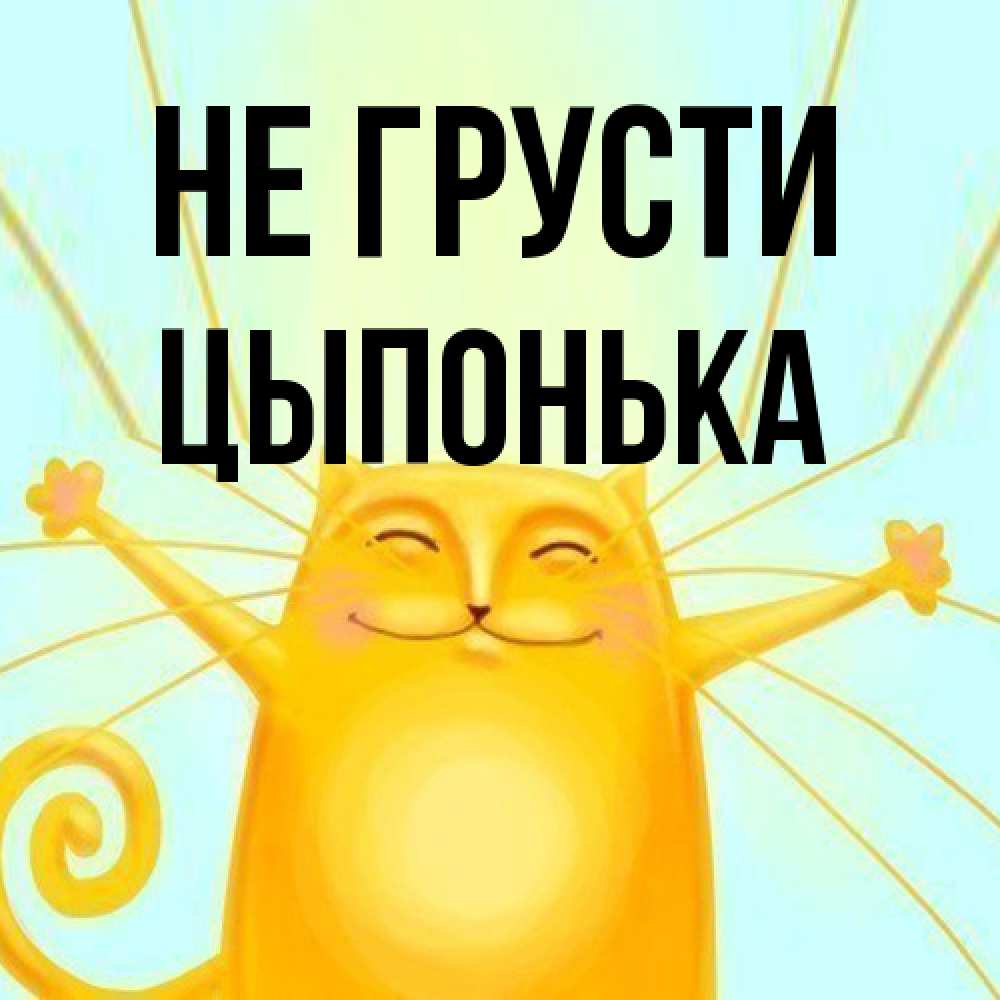 Открытка на каждый день с именем, Цыпонька Не грусти обнимашки усатые Прикольная открытка с пожеланием онлайн скачать бесплатно 