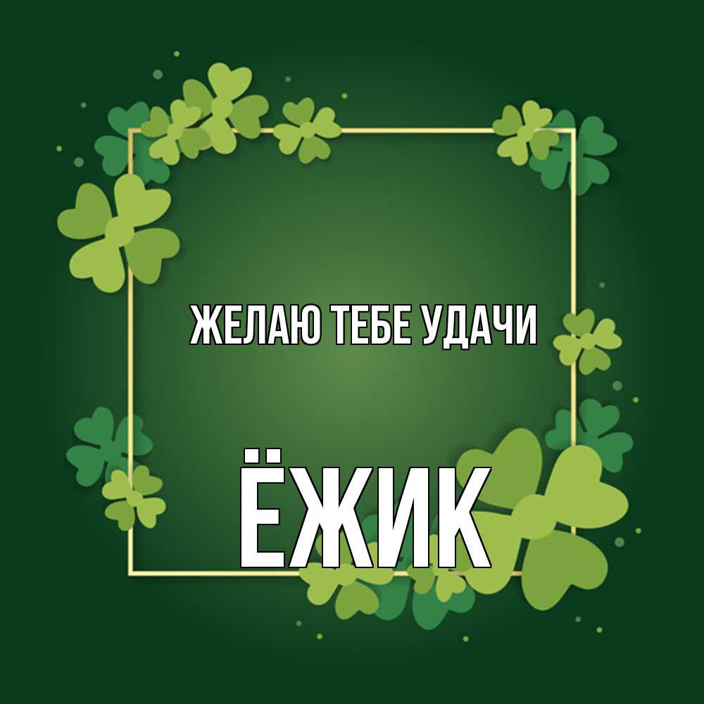 Открытка на каждый день с именем, Ёжик Желаю тебе удачи квадратная рамка 3 Прикольная открытка с пожеланием онлайн скачать бесплатно 