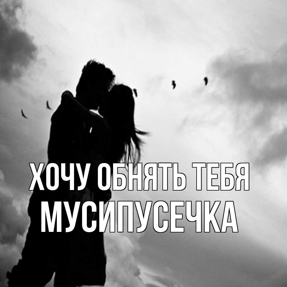 Открытка на каждый день с именем, Мусипусечка Хочу обнять тебя летят птицы Прикольная открытка с пожеланием онлайн скачать бесплатно 