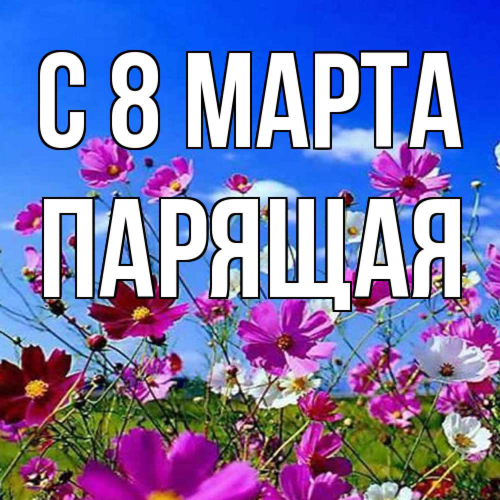 Открытка на каждый день с именем, Парящая C 8 МАРТА цветы Прикольная открытка с пожеланием онлайн скачать бесплатно 