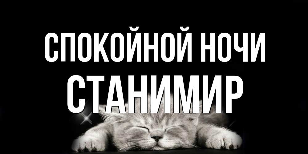 Открытка на каждый день с именем, Станимир Спокойной ночи спящий котик Прикольная открытка с пожеланием онлайн скачать бесплатно 